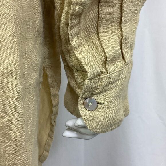 NU Construction 100% Linen Boho Lagenlook Ling Sleeves Button Up Shirt Size 1X - Picture 12 of 12